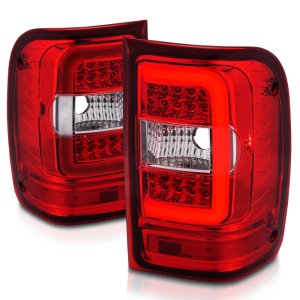Ford Ranger LED Taillights - Rear - ANZO - Light Bar Style - Chrome Housing, Red/Clear Lens - `01-`11