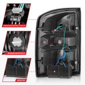 GMC Sierra Taillights - Rear - ANZO - LED - Black Housing Clear Lens - `14-`18