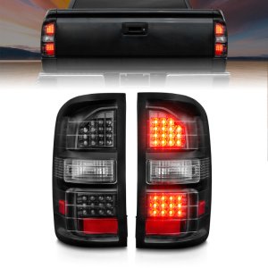 GMC Sierra Taillights - Rear - ANZO - LED - Black Housing Clear Lens - `14-`18