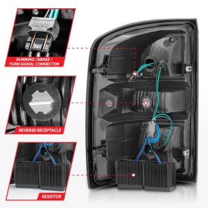 GMC Sierra Tail Light Assembly - ANZO - LED, Smoke Lens - Black - `14-`18