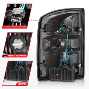 GMC Sierra LED Taillights - Rear - ANZO - Red/Clear Lens with Chrome Housing - Black Housing Red/Clear Lens - `14-`18