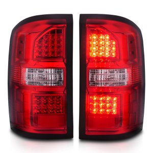 GMC Sierra LED Taillights - Rear - ANZO - Red/Clear Lens with Chrome Housing - Black Housing Red/Clear Lens - `14-`18