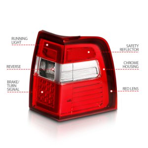 Ford Expedition LED Taillights - ANZO - Light Bar Chrome Housing - Red/Clear - `07-`17