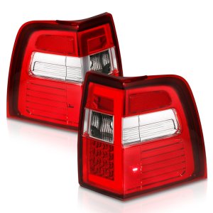 Ford Expedition LED Taillights - ANZO - Light Bar Chrome Housing - Red/Clear - `07-`17