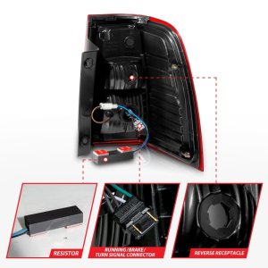 Ford Expedition LED Taillights - ANZO - Light Bar Chrome Housing - Red/Clear - `07-`17