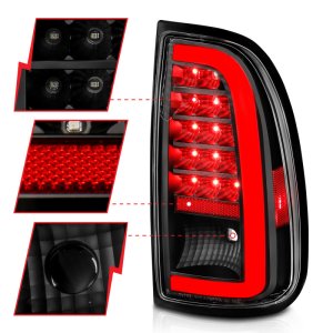Toyota Tundra Tail Light Assembly - ANZO - LED with Light Bar - Black Housing Clear Lens - `00-`06