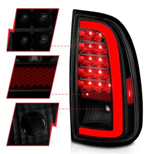 Toyota Tundra Taillights - Rear - ANZO - LED w/Light Bar - Black Housing Smoke Lens - `00-`06