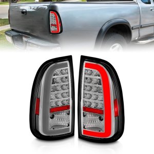 Toyota Tundra LED Taillights - ANZO - w/ Light Bar - Chrome Housing - Clear Lens - `00-`06
