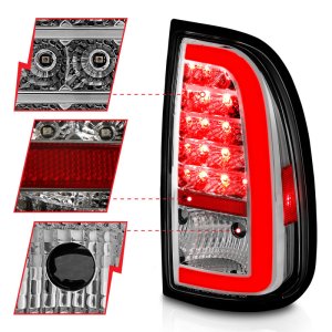 Toyota Tundra LED Taillights - ANZO - w/ Light Bar - Chrome Housing - Clear Lens - `00-`06