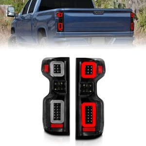 Chevrolet Silverado LED Taillights - Rear - ANZO - Full LED w/ Light Bar Style Sequential - Black Housing, Clear Lens - `19-`21