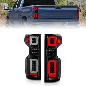 Chevrolet Silverado LED Taillights - Rear - ANZO - Full LED w/ Light Bar Style Sequential - Black Housing, Clear Lens - `19-`21