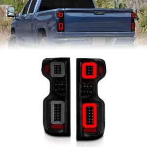 Chevrolet Silverado LED Taillights - Rear - ANZO - Black Housing G2 w/C Light Bars - Smoke - `19-`21