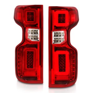 Chevrolet Silverado LED Taillights - Rear - ANZO - G2 w/ C Light Bars, Sequential - Chrome Housing Red Lens - `19-`21