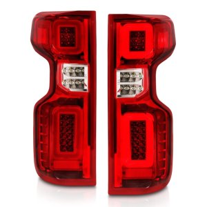 Chevrolet Silverado LED Taillights - Rear - ANZO - G2 w/ C Light Bars, Sequential - Chrome Housing Red Lens - `19-`21