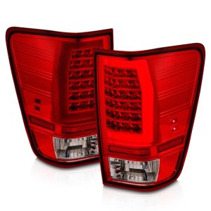 Nissan Titan Taillights - ANZO - LED w/ Light Bar - Chrome Housing/Red-Clear Lens - `04-`15