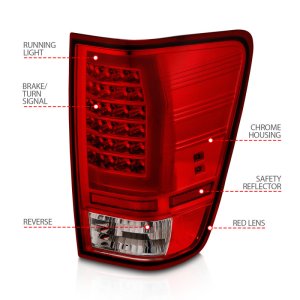 Nissan Titan Taillights - ANZO - LED w/ Light Bar - Chrome Housing/Red-Clear Lens - `04-`15