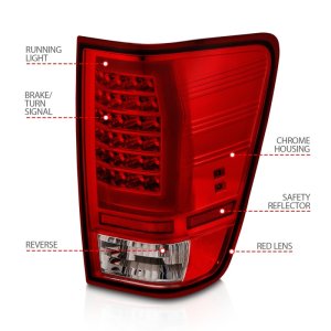 Nissan Titan Taillights - ANZO - LED w/ Light Bar - Chrome Housing/Red-Clear Lens - `04-`15