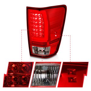 Nissan Titan Taillights - ANZO - LED w/ Light Bar - Chrome Housing/Red-Clear Lens - `04-`15