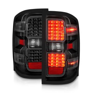 Chevrolet Silverado 2500HD LED Tail Lights - Rear - ANZO - Black with Clear Lens - `15-`19