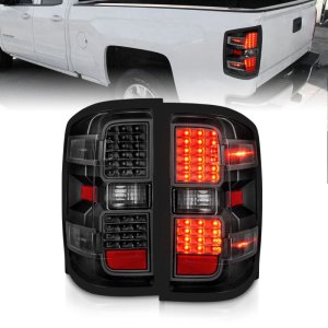 Chevrolet Silverado 3500HD LED Tail Lights - Rear - ANZO - Black with Clear Lens - `15-`19