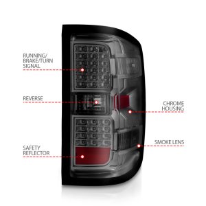 Chevrolet Silverado 2500HD LED Tail Lights - ANZO - Plug and Play - Smoke w/Clear Lens - `15-`19