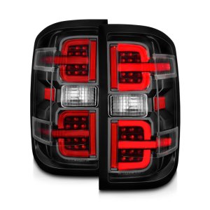 Chevrolet Silverado 3500HD LED Taillights - Rear - ANZO - LED w/ Light Bar Style - Black Light Bar & Clear Lens - `15-`19