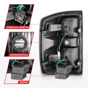 Chevrolet Silverado 3500HD LED Taillights - Rear - ANZO - LED w/ Light Bar Style - Black Light Bar & Clear Lens - `15-`19