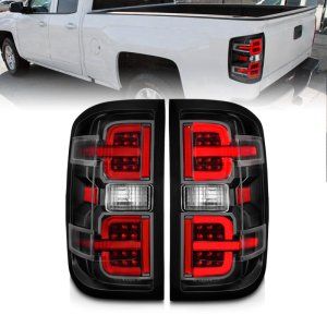 Chevrolet Silverado 3500HD LED Taillights - Rear - ANZO - LED w/ Light Bar Style - Black Light Bar & Clear Lens - `15-`19