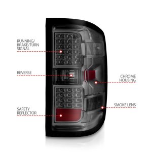 Chevrolet Silverado 2500HD LED Tail Lights - Rear - ANZO - Smoke Light Bar & Clear Lens - `15-`19 Chevrolet Silverado 2500HD LED Tail Lights - Rear - ANZO - Smoke Light Bar & Clear Lens - `15-`19