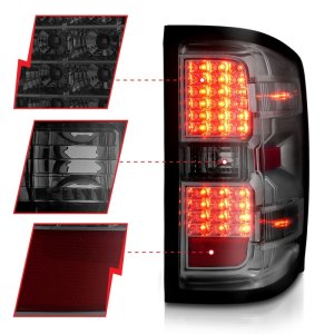 Chevrolet Silverado 2500HD LED Tail Lights - Rear - ANZO - Smoke Light Bar & Clear Lens - `15-`19 Chevrolet Silverado 2500HD LED Tail Lights - Rear - ANZO - Smoke Light Bar & Clear Lens - `15-`19