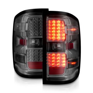 Chevrolet Silverado 3500HD LED Tail Lights - Rear - ANZO - Smoke Light Bar & Clear Lens - `15-`19