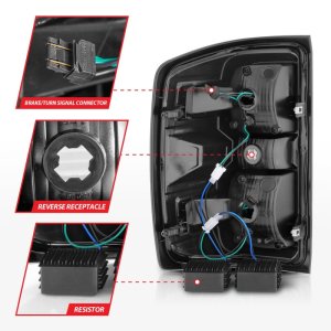 Chevrolet Silverado 3500HD LED Tail Lights - Rear - ANZO - Smoke Light Bar & Clear Lens - `15-`19