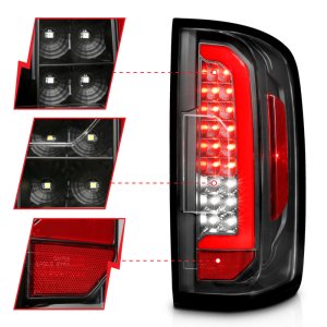 Chevrolet Colorado LED Taillights - Rear - ANZO - Full LED w/ Red Lightbar - Black - `15-`21