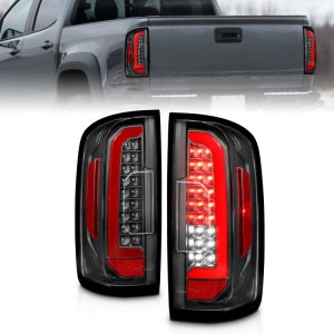 Chevrolet Colorado LED Taillights - Rear - ANZO - Full LED w/ Red Lightbar - Black - `15-`21