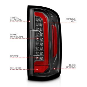 Chevrolet Colorado LED Taillights - Rear - ANZO - Full LED w/ Red Lightbar - Black - `15-`21