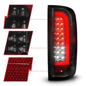 Chevrolet Colorado LED Tail Light Assembly - Rear - ANZO - w/ Red Light Bar - Black Housing, Smoke Lens - `15-`21