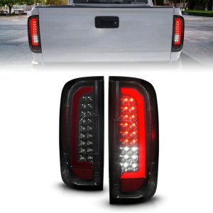 Chevrolet Colorado LED Tail Light Assembly - Rear - ANZO - w/ Red Light Bar - Black Housing, Smoke Lens - `15-`21