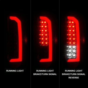Chevrolet Colorado LED Tail Light Assembly - Rear - ANZO - w/ Red Light Bar - Black Housing, Smoke Lens - `15-`21
