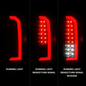 Chevrolet Colorado LED Tail Light Assembly - Rear - ANZO - w/ Red Light Bar - Black Housing, Smoke Lens - `15-`21