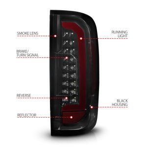 GMC Canyon LED Taillights - ANZO - Full LED w/ Red Lightbar - Black Housing Smoke Lens - `15-`21