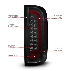 GMC Canyon LED Taillights - ANZO - Full LED w/ Red Lightbar - Black Housing Smoke Lens - `15-`21