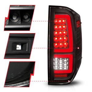 Toyota Tundra LED Taillights - Rear - ANZO - Red Light Bar Style - Sequential - Black Housing/Clear Lens - `14-`21