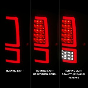 Toyota Tundra Taillights - Rear - ANZO - LED Red Light Bar Style, Sequential - Black Housing/Smoke Lens - `14-`21