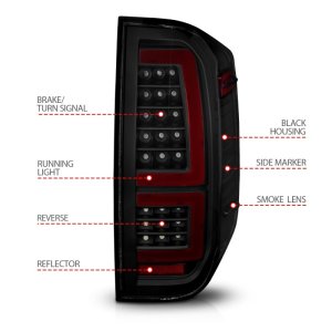 Toyota Tundra Taillights - Rear - ANZO - LED Red Light Bar Style, Sequential - Black Housing/Smoke Lens - `14-`21