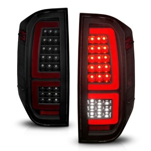Toyota Tundra Taillights - Rear - ANZO - LED Red Light Bar Style, Sequential - Black Housing/Smoke Lens - `14-`21