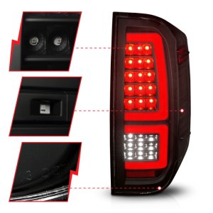 Toyota Tundra Taillights - Rear - ANZO - LED Red Light Bar Style, Sequential - Black Housing/Smoke Lens - `14-`21