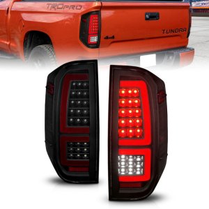 Toyota Tundra Taillights - Rear - ANZO - LED Red Light Bar Style, Sequential - Black Housing/Smoke Lens - `14-`21