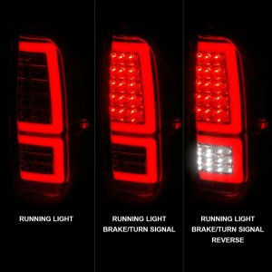 Toyota Tundra LED Taillights - ANZO - Sequential Red Light Bar Style - Chrome Housing/Clear Lens - `14-`21