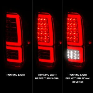 Toyota Tundra LED Taillights - ANZO - Sequential Red Light Bar Style - Chrome Housing/Clear Lens - `14-`21