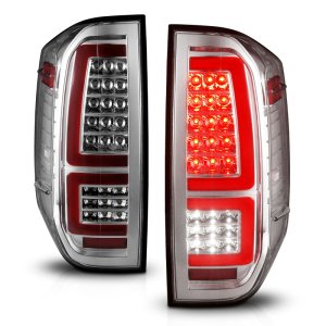 Toyota Tundra LED Taillights - ANZO - Sequential Red Light Bar Style - Chrome Housing/Clear Lens - `14-`21